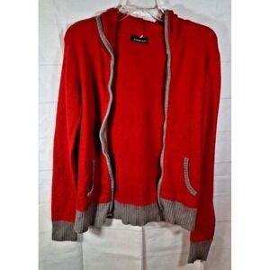 Ms Sweater Project Red and Gray Zip up Hooded Sweater no size see measurements